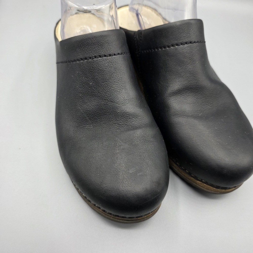 Dansko Mariella‎ Clogs Womens 41 Black Leather Mules Slip On Comfort Shoes Cork - Picture 2 of 14